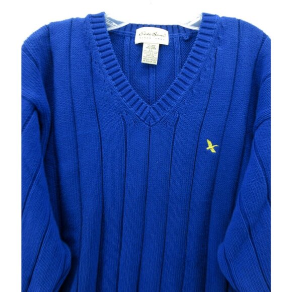 VINTAGE Eddie Bauer Sweater Large Pullover 90s Chunky Knit Heavy Logo - Picture 2 of 10